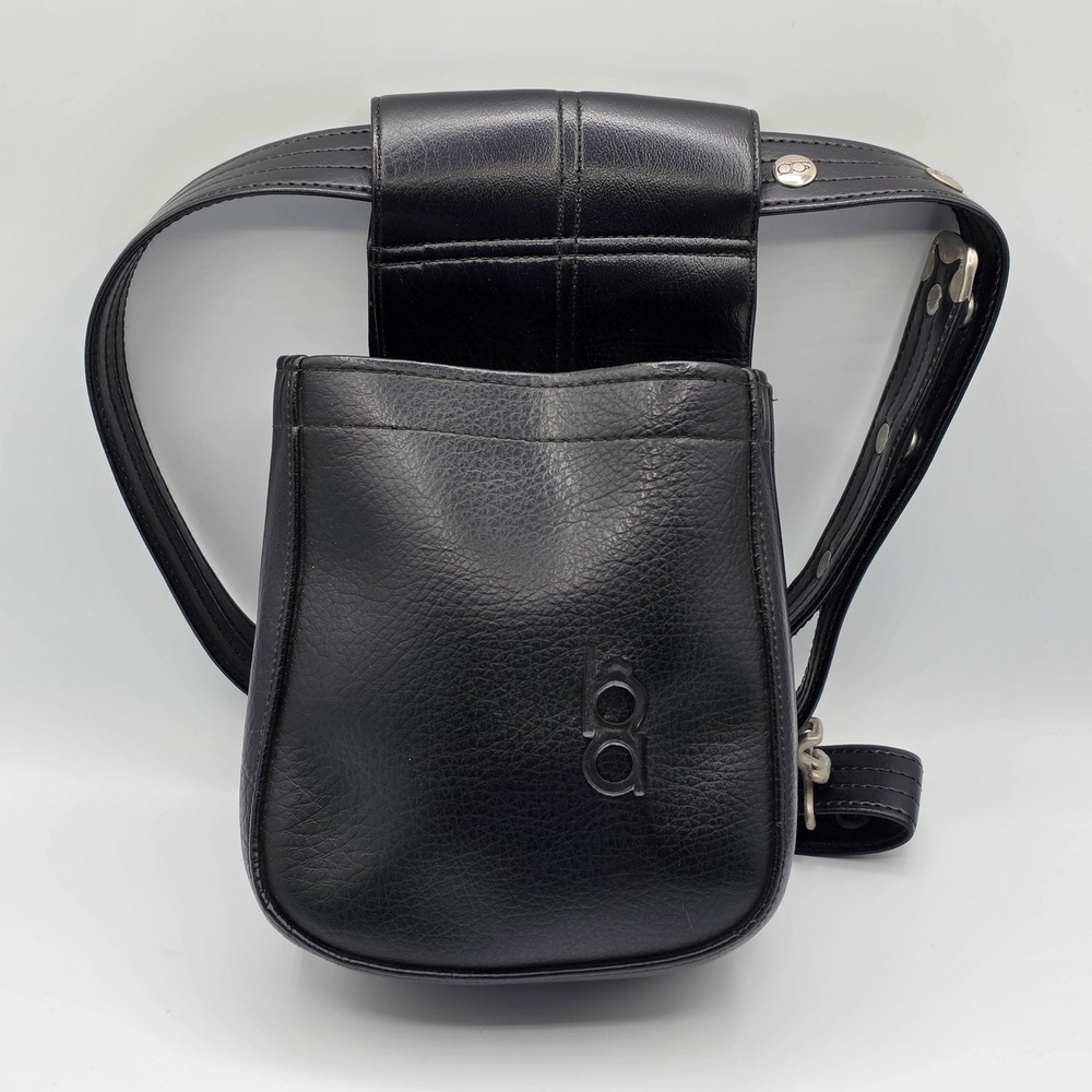 Bogner Hip Bag‎ Pouch Unisex OS Black Excellent Leather Belt Logo Studs